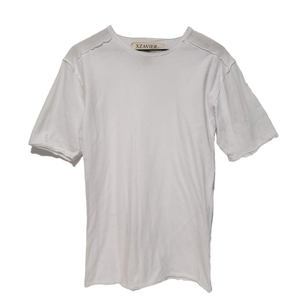 Rare Xzavier Men's SIZE M White Solid Cotton Tee Shirt Short Sleeve Round Hem